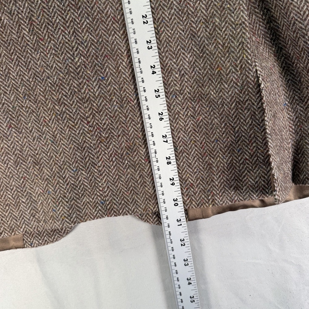 Vintage Herringbone Tweed Wool Blazer Mens 42 Brown Sport Coat Jacket Proffesor - Picture 11 of 13